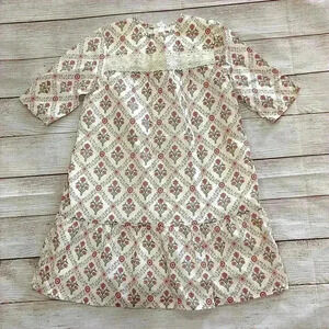 Brown Cream Lace Floral Dress